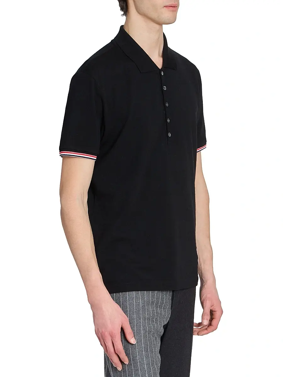 Thom Browne Men's RWB Tipping Wool Jersey Polo Shirt | Thumbnail 4 Thom Browne Men's RWB Tipping Wool Jersey Polo Shirt | Thumbnail 4