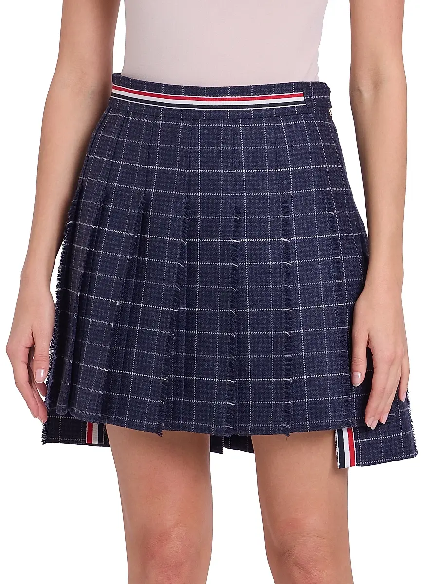 Thom Browne Women's Windowpane Houndstooth Wool Miniskirt | Thumbnail 3