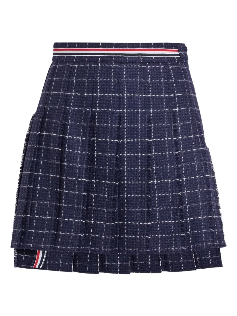 Women's Windowpane Houndstooth Wool Miniskirt