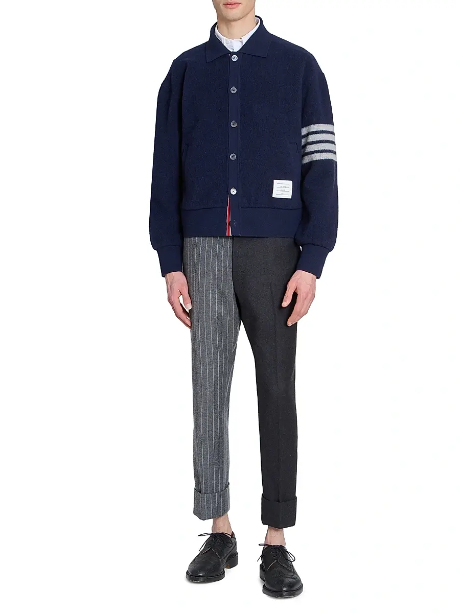 Thom Browne Men's Wool Fleece Collared Jacket | Thumbnail 2 Thom Browne Men's Wool Fleece Collared Jacket | Thumbnail 2