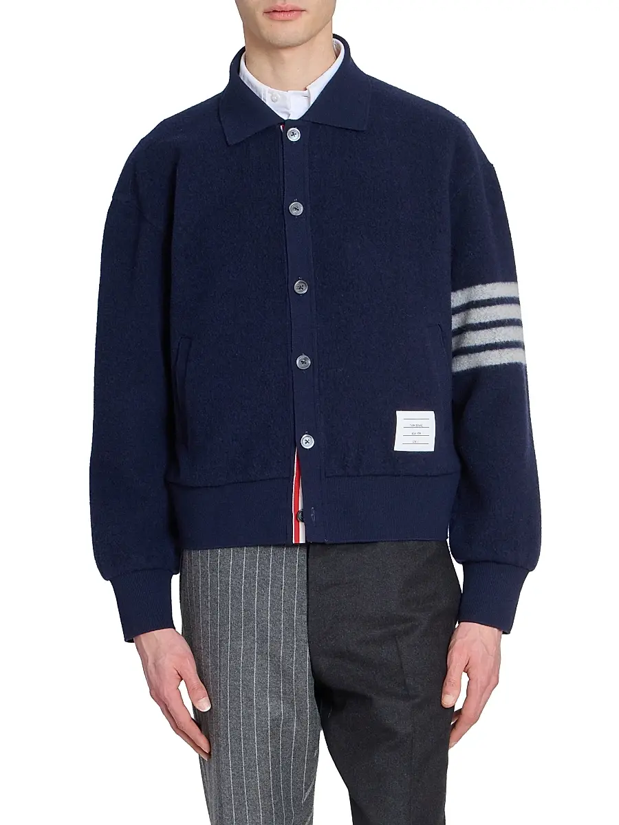 Thom Browne Men's Wool Fleece Collared Jacket | Thumbnail 3 Thom Browne Men's Wool Fleece Collared Jacket | Thumbnail 3