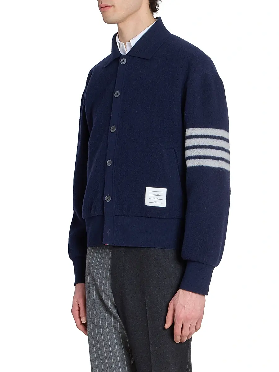 Thom Browne Men's Wool Fleece Collared Jacket | Thumbnail 4 Thom Browne Men's Wool Fleece Collared Jacket | Thumbnail 4