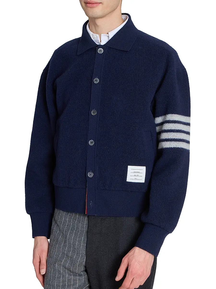 Thom Browne Men's Wool Fleece Collared Jacket | Thumbnail 6 Thom Browne Men's Wool Fleece Collared Jacket | Thumbnail 6