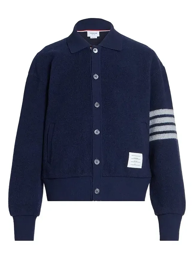 Thom Browne Men's Wool Fleece Collared Jacket
