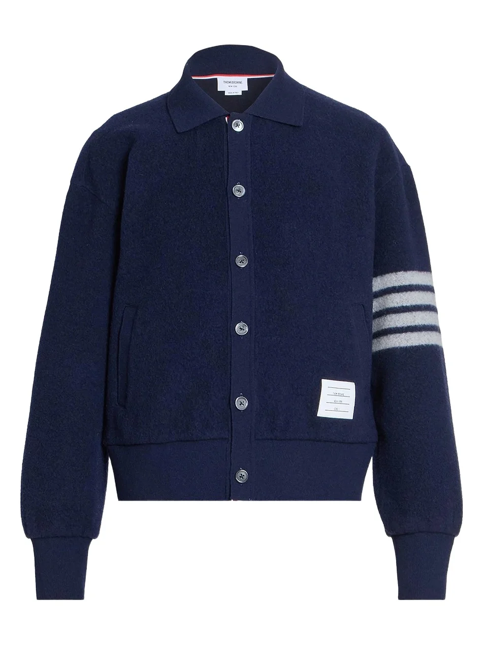 Thom Browne Men's Wool Fleece Collared Jacket