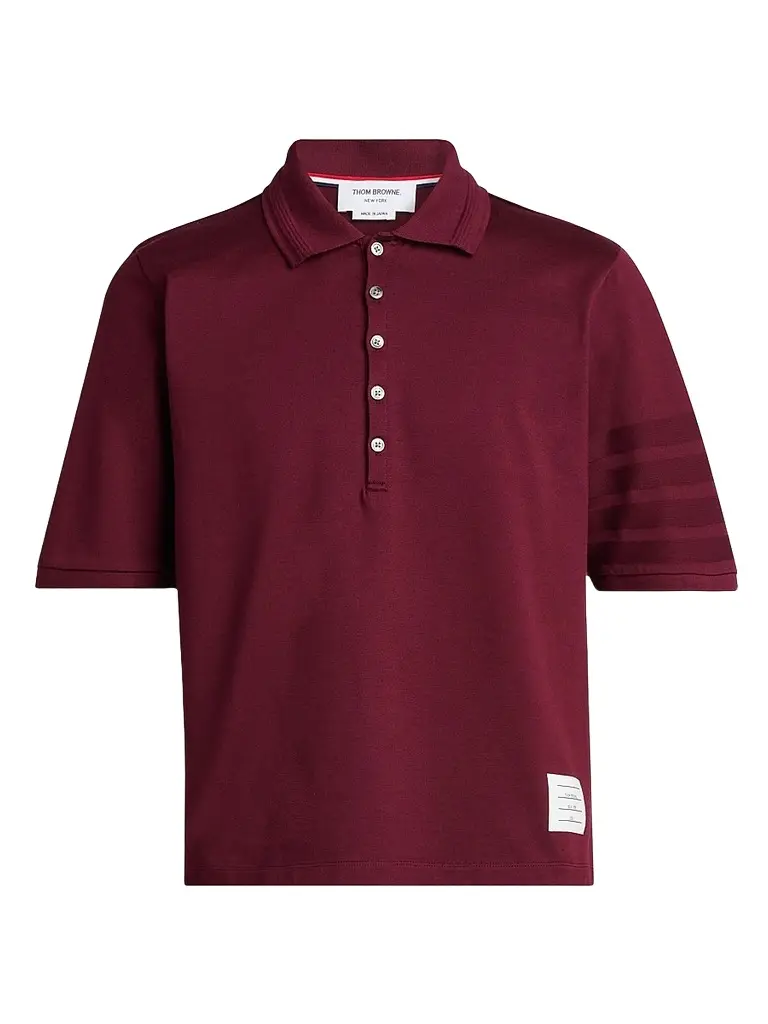 Thom Browne Men's Tonal Ottoman 4 Bar Cotton Polo Shirt