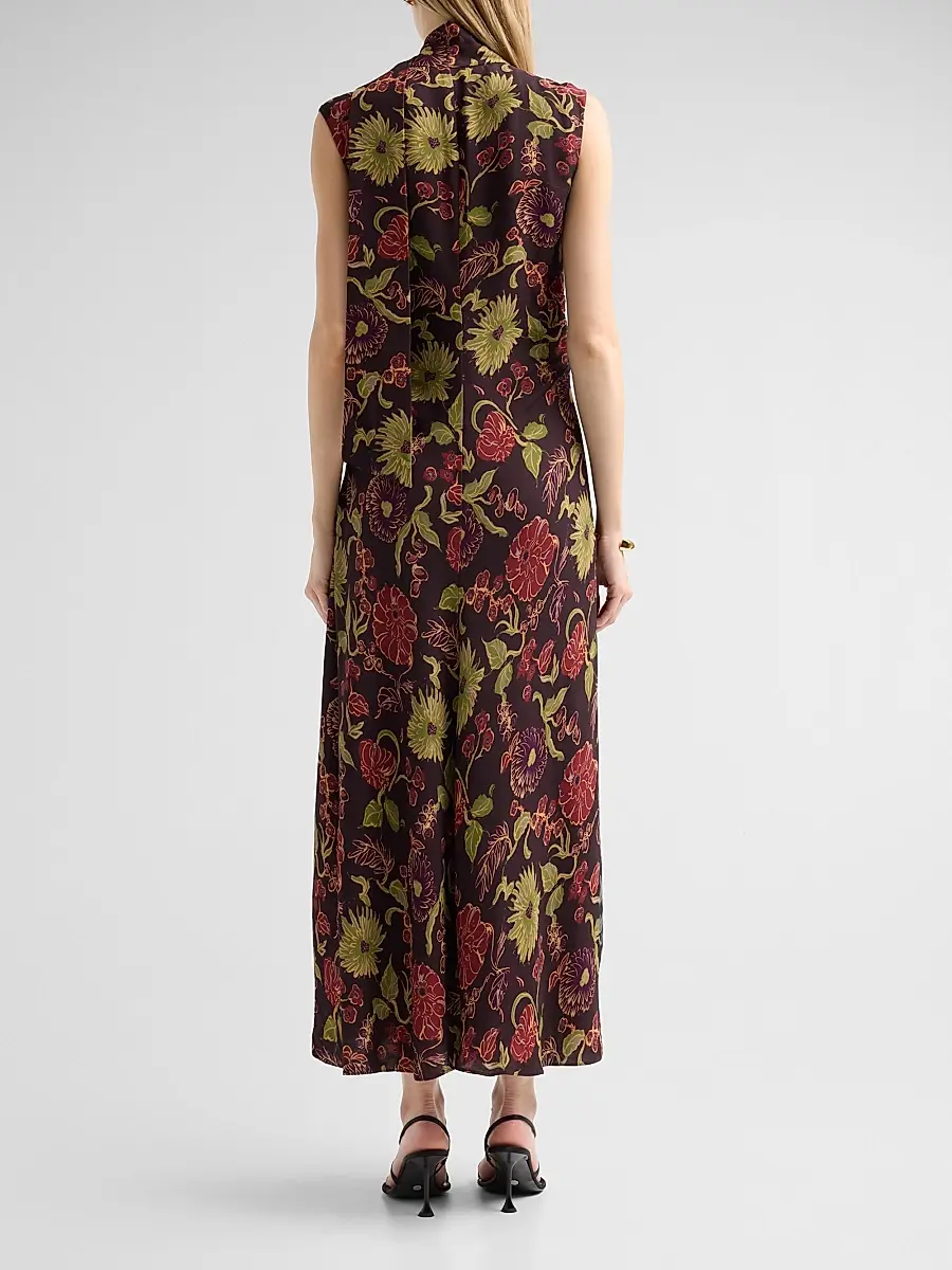 TANYA TAYLOR Women's Amelia Floral V-Neck Midi Dress | Thumbnail 3