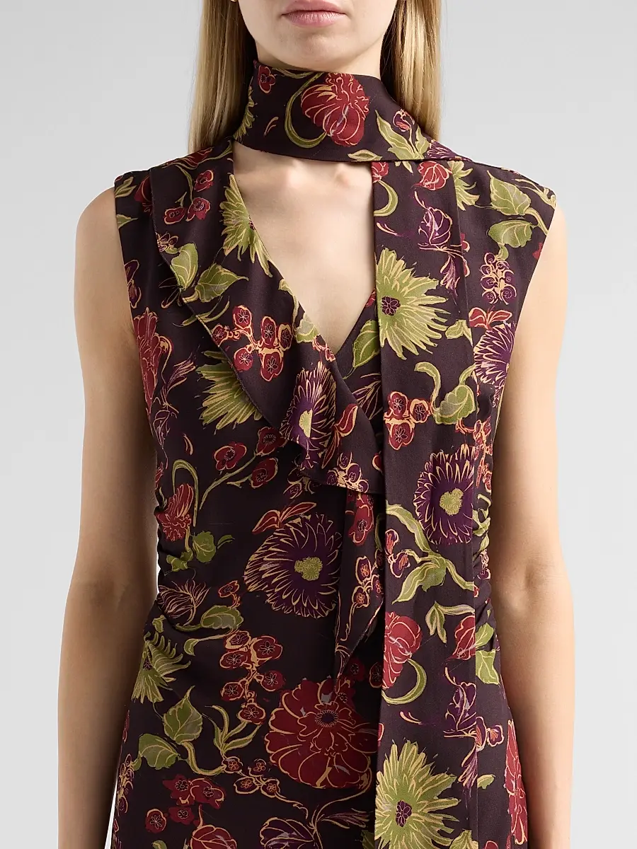 TANYA TAYLOR Women's Amelia Floral V-Neck Midi Dress | Thumbnail 5