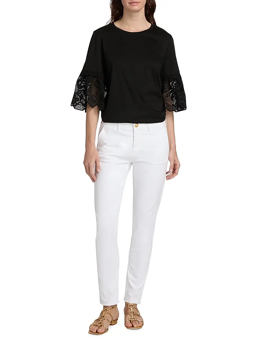 Kobi Halperin Women's Amanda Lace-Trimmed Cotton T-Shirt | Thumbnail 2 Kobi Halperin Women's Amanda Lace-Trimmed Cotton T-Shirt | Thumbnail 2