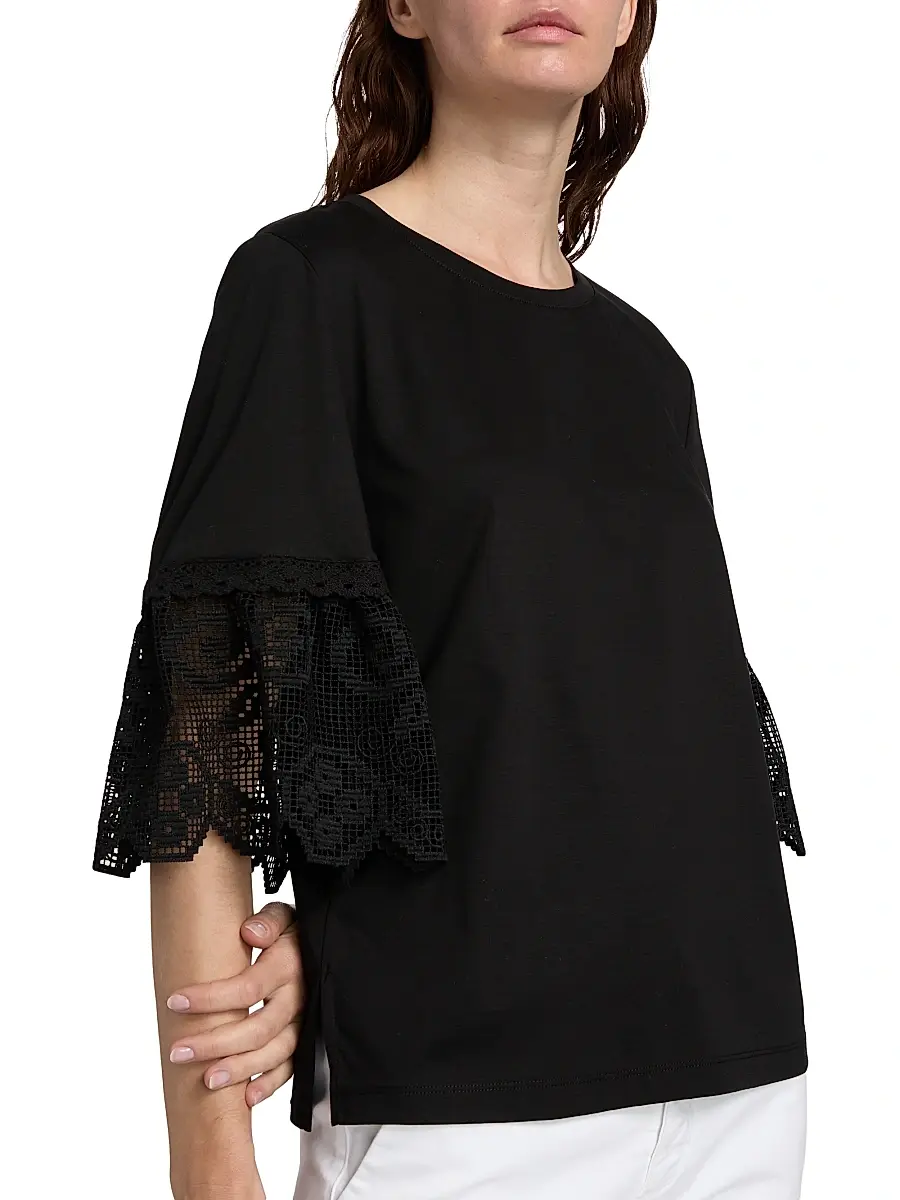 Kobi Halperin Women's Amanda Lace-Trimmed Cotton T-Shirt | Thumbnail 6 Kobi Halperin Women's Amanda Lace-Trimmed Cotton T-Shirt | Thumbnail 6