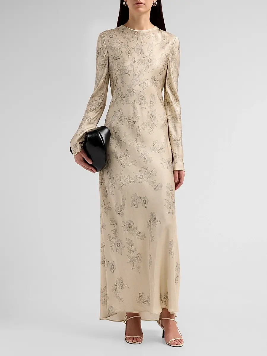 Alberta Ferretti Women's Floral Satin Maxi Dress | Thumbnail 2 Alberta Ferretti Women's Floral Satin Maxi Dress | Thumbnail 2