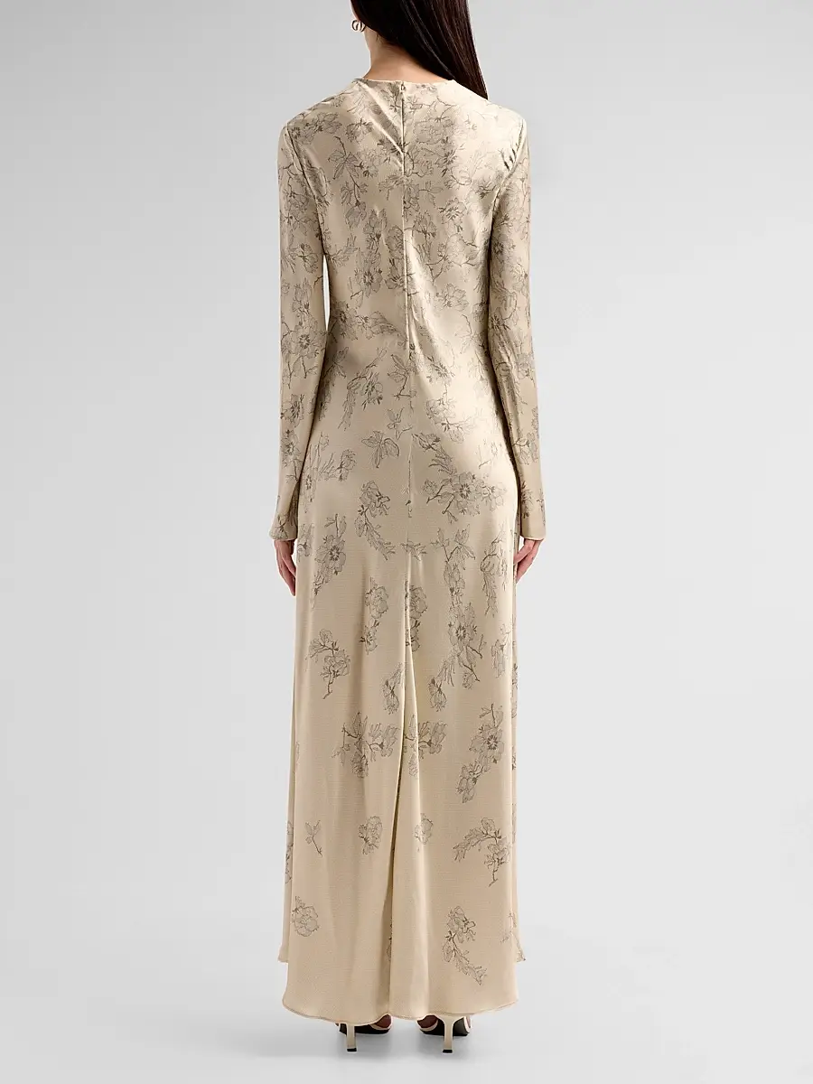 Alberta Ferretti Women's Floral Satin Maxi Dress | Thumbnail 3 Alberta Ferretti Women's Floral Satin Maxi Dress | Thumbnail 3