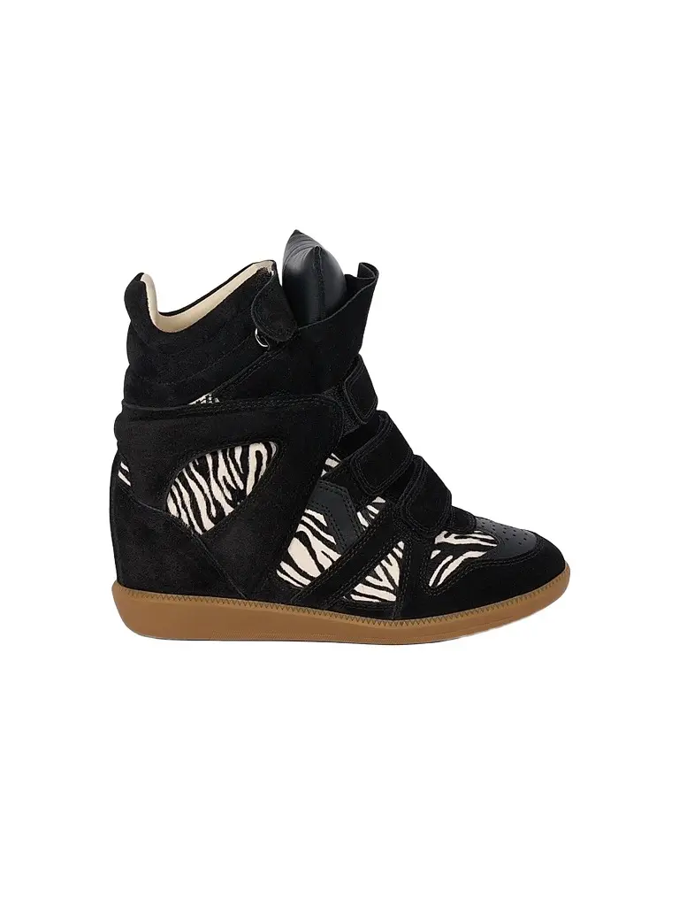 Isabel Marant Women's Bekett Ring 50MM Suede High-Top Sneakers - Black Zebra | Image 1 Isabel Marant Women's Bekett Ring 50MM Suede High-Top Sneakers - Black Zebra | Image 1