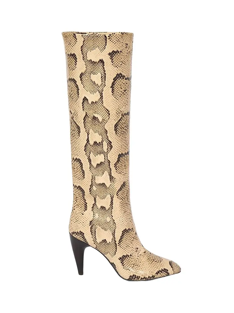Isabel Marant Women's Jany 90MM Snakeskin-Embossed Leather Boots - Sahara | Image 1 Isabel Marant Women's Jany 90MM Snakeskin-Embossed Leather Boots - Sahara | Image 1