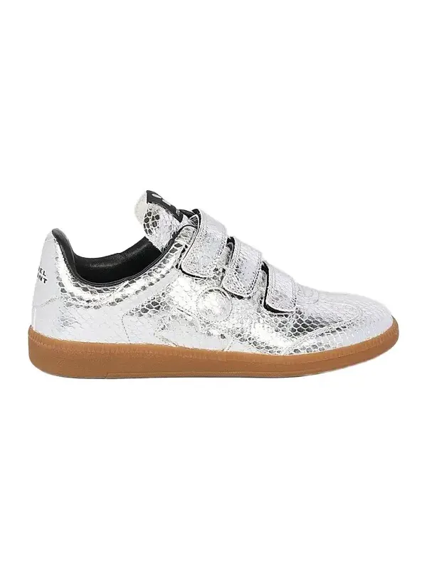 Women's Beth Snake-Embossed Leather Low-Top Sneakers