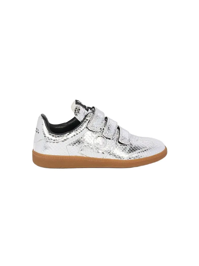 Isabel Marant Women's Beth Snake-Embossed Leather Low-Top Sneakers - Silver | Image 1 Isabel Marant Women's Beth Snake-Embossed Leather Low-Top Sneakers - Silver | Image 1