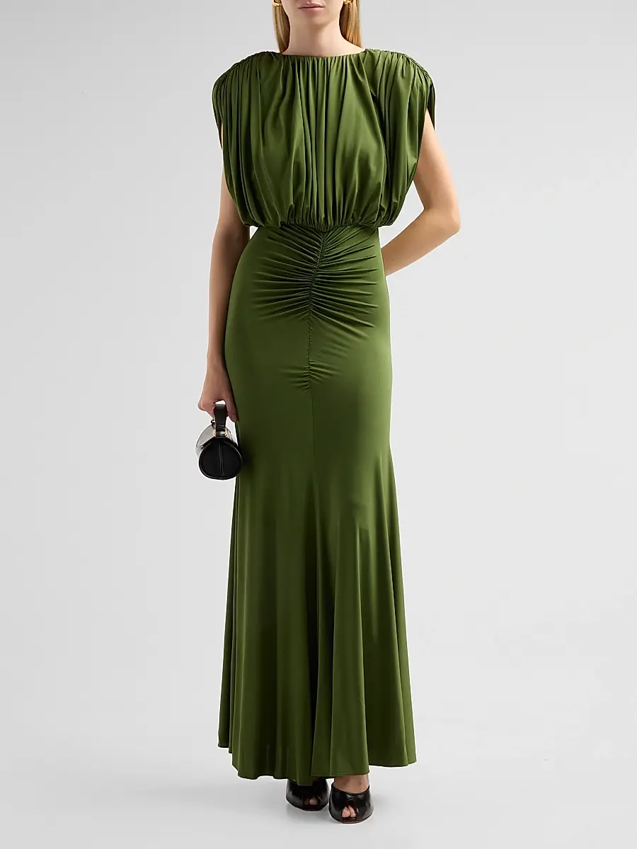 Self-Portrait Women's Gathered Jersey Maxi Dress | Thumbnail 2 Self-Portrait Women's Gathered Jersey Maxi Dress | Thumbnail 2