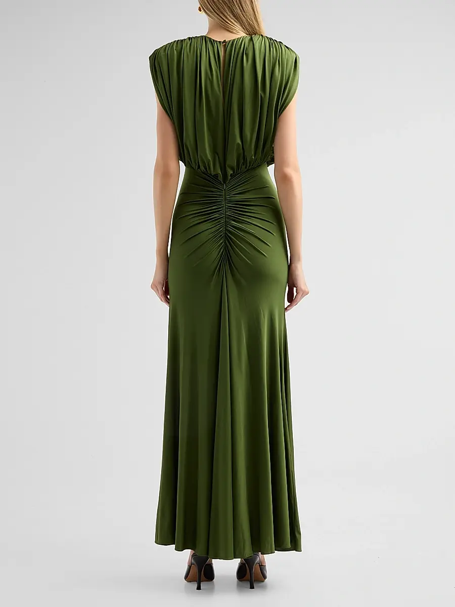 Self-Portrait Women's Gathered Jersey Maxi Dress | Thumbnail 3 Self-Portrait Women's Gathered Jersey Maxi Dress | Thumbnail 3