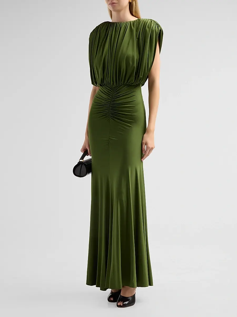 Self-Portrait Women's Gathered Jersey Maxi Dress | Thumbnail 4 Self-Portrait Women's Gathered Jersey Maxi Dress | Thumbnail 4