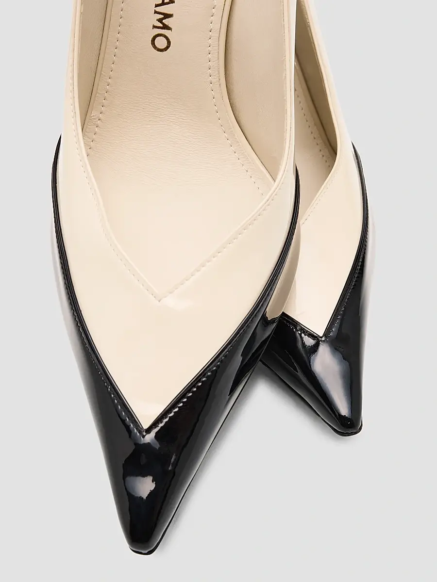 Ferragamo Women's Varina 90MM Two-Tone Patent Leather Pumps | Thumbnail 6 Ferragamo Women's Varina 90MM Two-Tone Patent Leather Pumps | Thumbnail 6