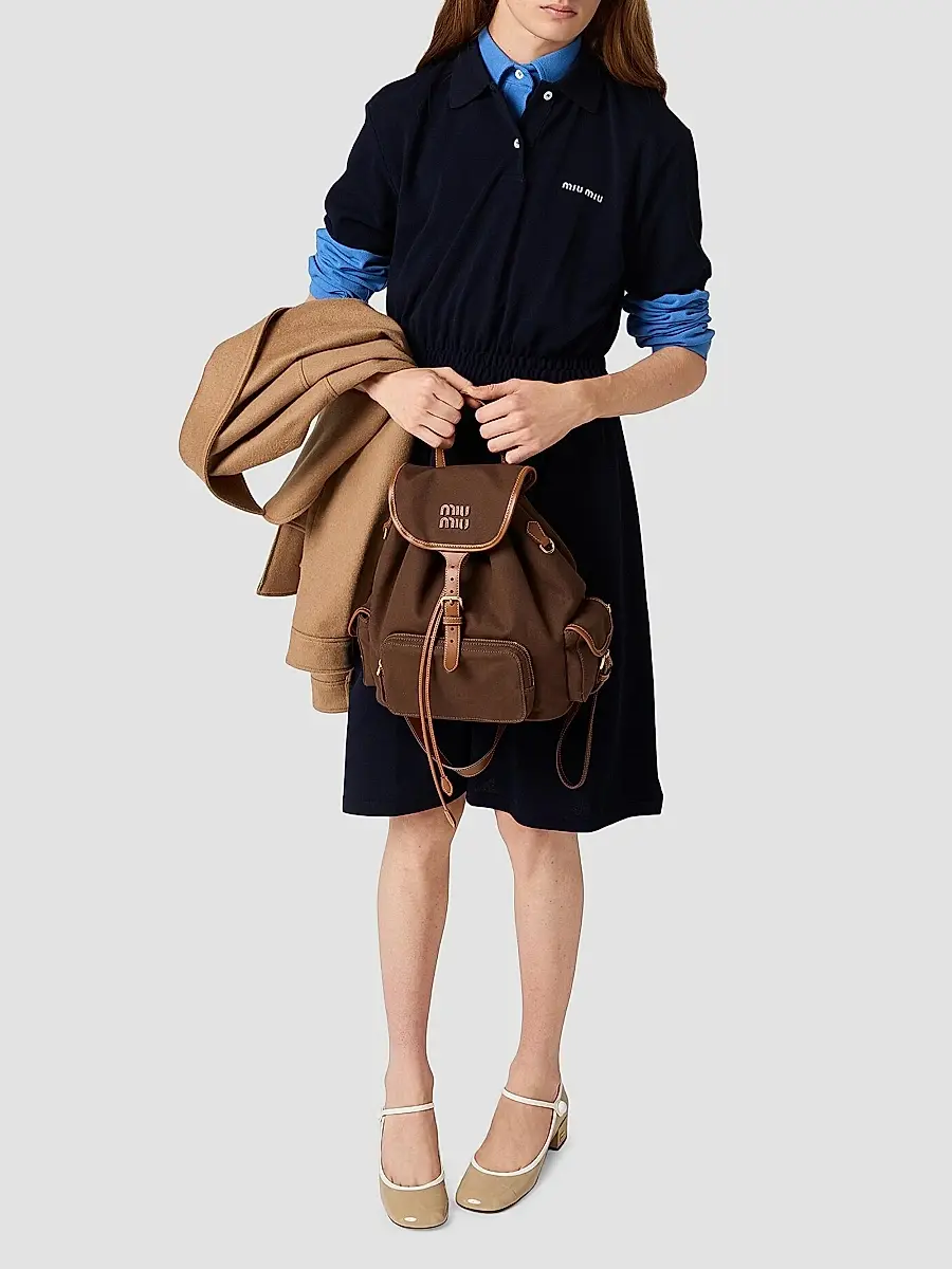 Miu Miu Women's Canvas and Leather Backpack | Thumbnail 2 Miu Miu Women's Canvas and Leather Backpack | Thumbnail 2