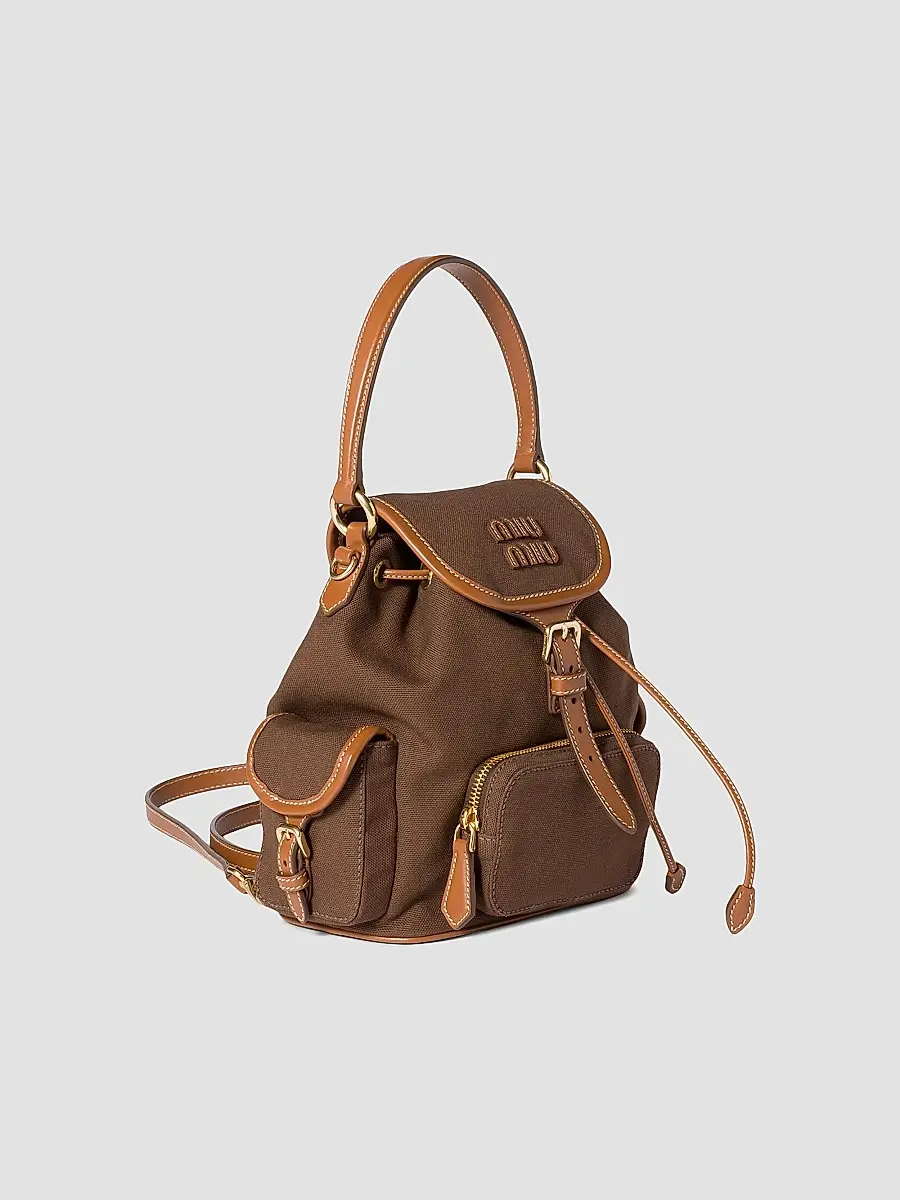 Miu Miu Women's Canvas and Leather Backpack | Thumbnail 3 Miu Miu Women's Canvas and Leather Backpack | Thumbnail 3
