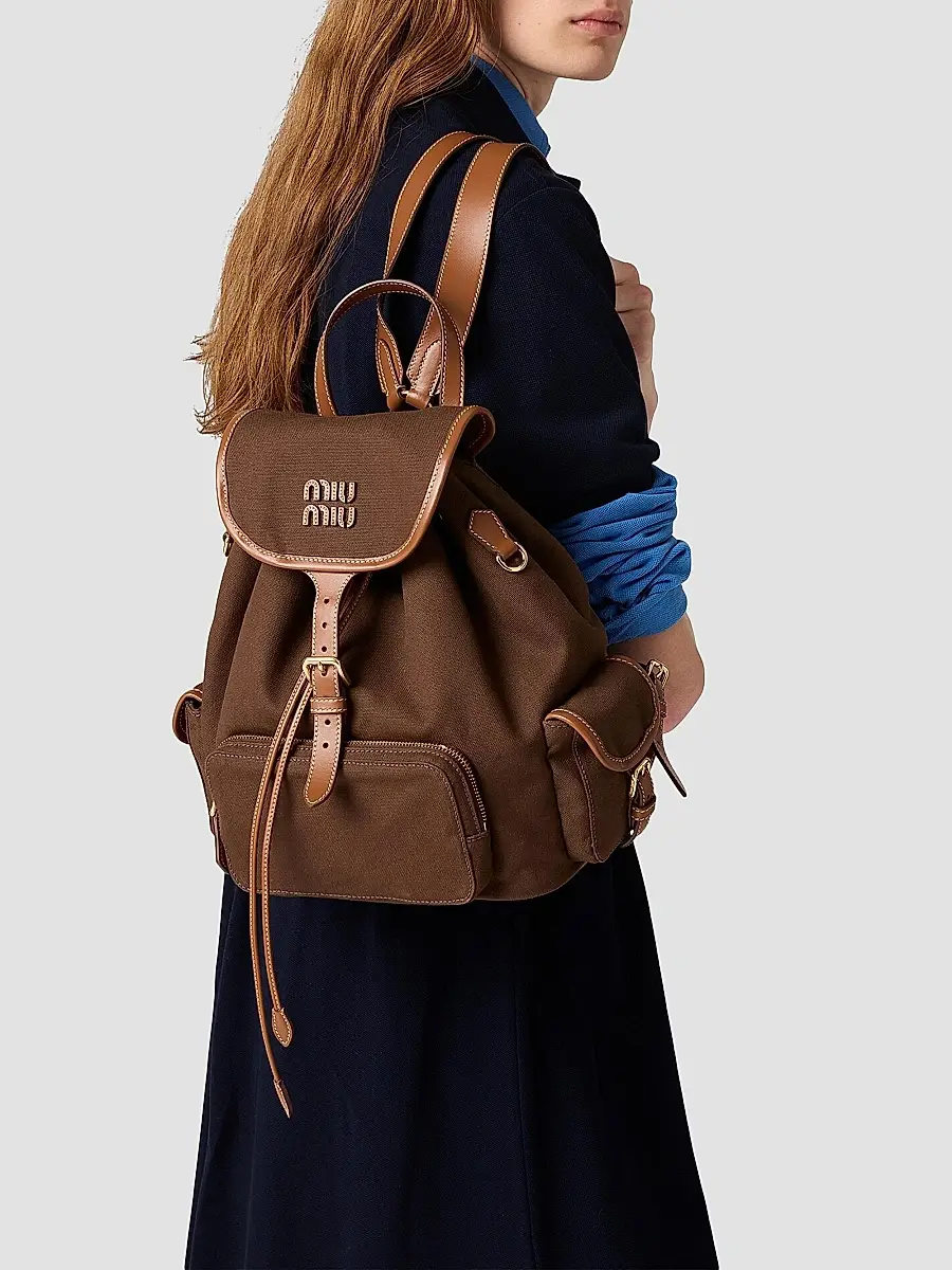 Miu Miu Women's Canvas and Leather Backpack | Thumbnail 5 Miu Miu Women's Canvas and Leather Backpack | Thumbnail 5