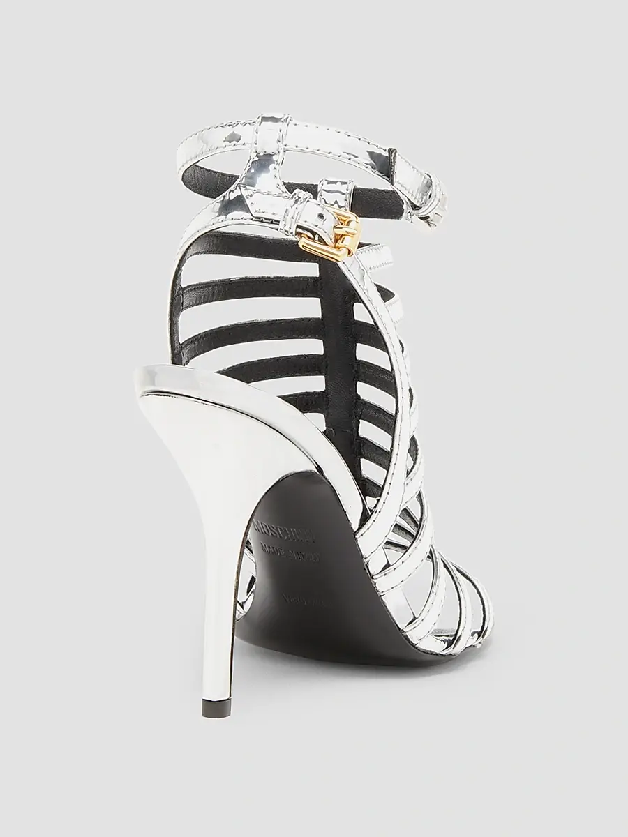 MOSCHINO Women's 100MM Logo Lettering Stiletto Sandals | Thumbnail 3