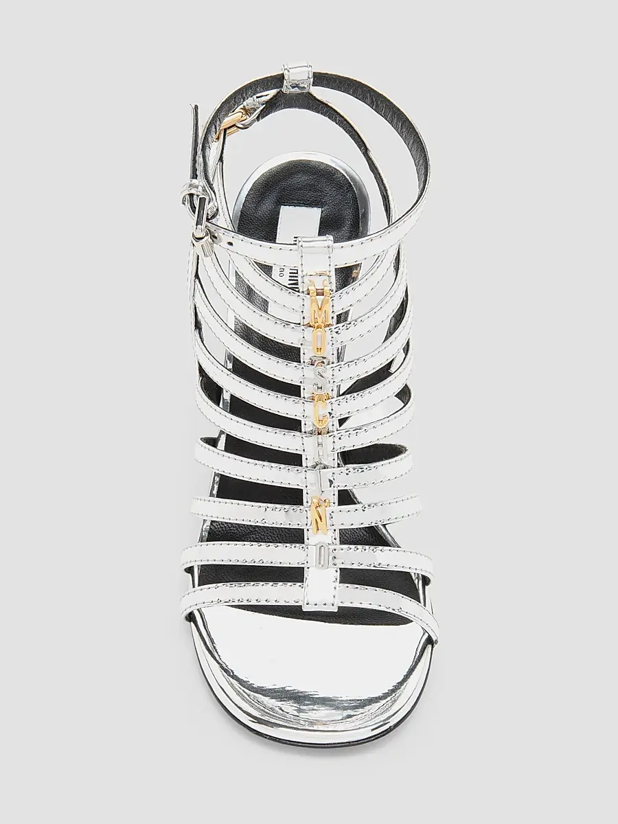 MOSCHINO Women's 100MM Logo Lettering Stiletto Sandals | Thumbnail 4