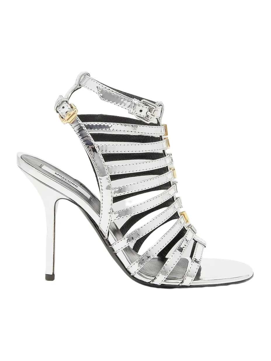 MOSCHINO Women's 100MM Logo Lettering Stiletto Sandals