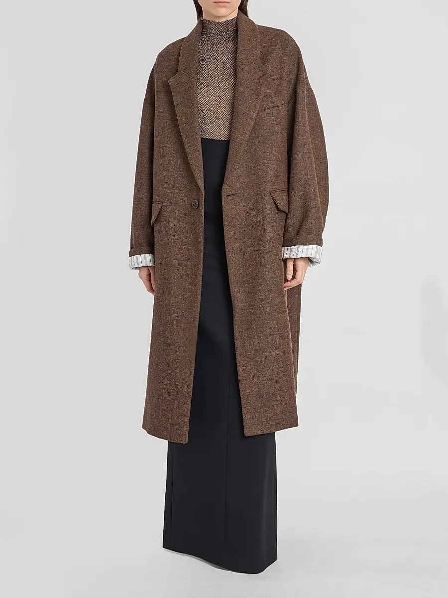 Maison Margiela Women's Cocooning Oversized Windowpane Check Coat | Thumbnail 2