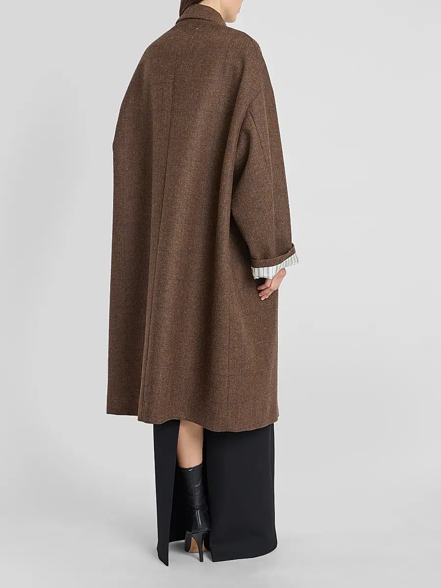 Maison Margiela Women's Cocooning Oversized Windowpane Check Coat | Thumbnail 3