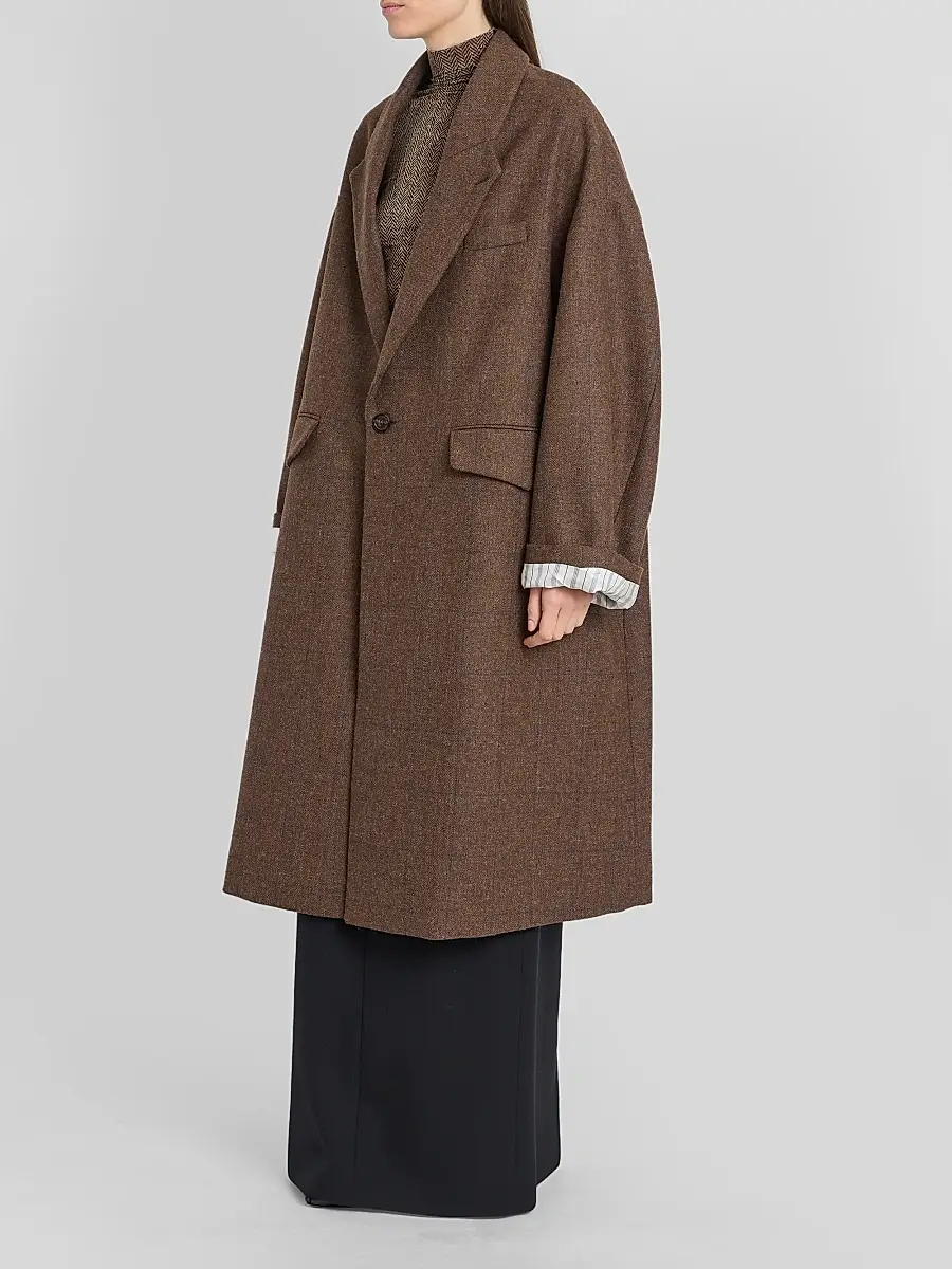 Maison Margiela Women's Cocooning Oversized Windowpane Check Coat | Thumbnail 4
