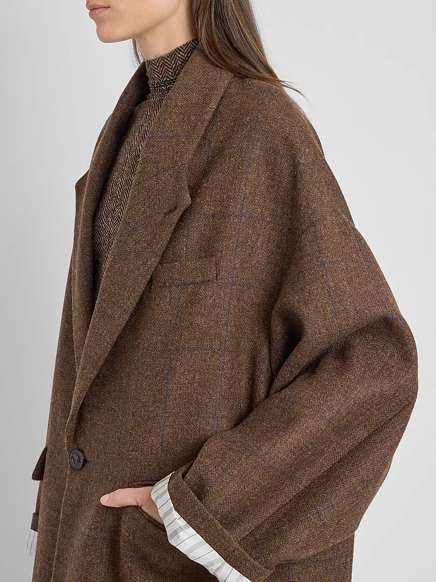 Maison Margiela Women's Cocooning Oversized Windowpane Check Coat | Thumbnail 5
