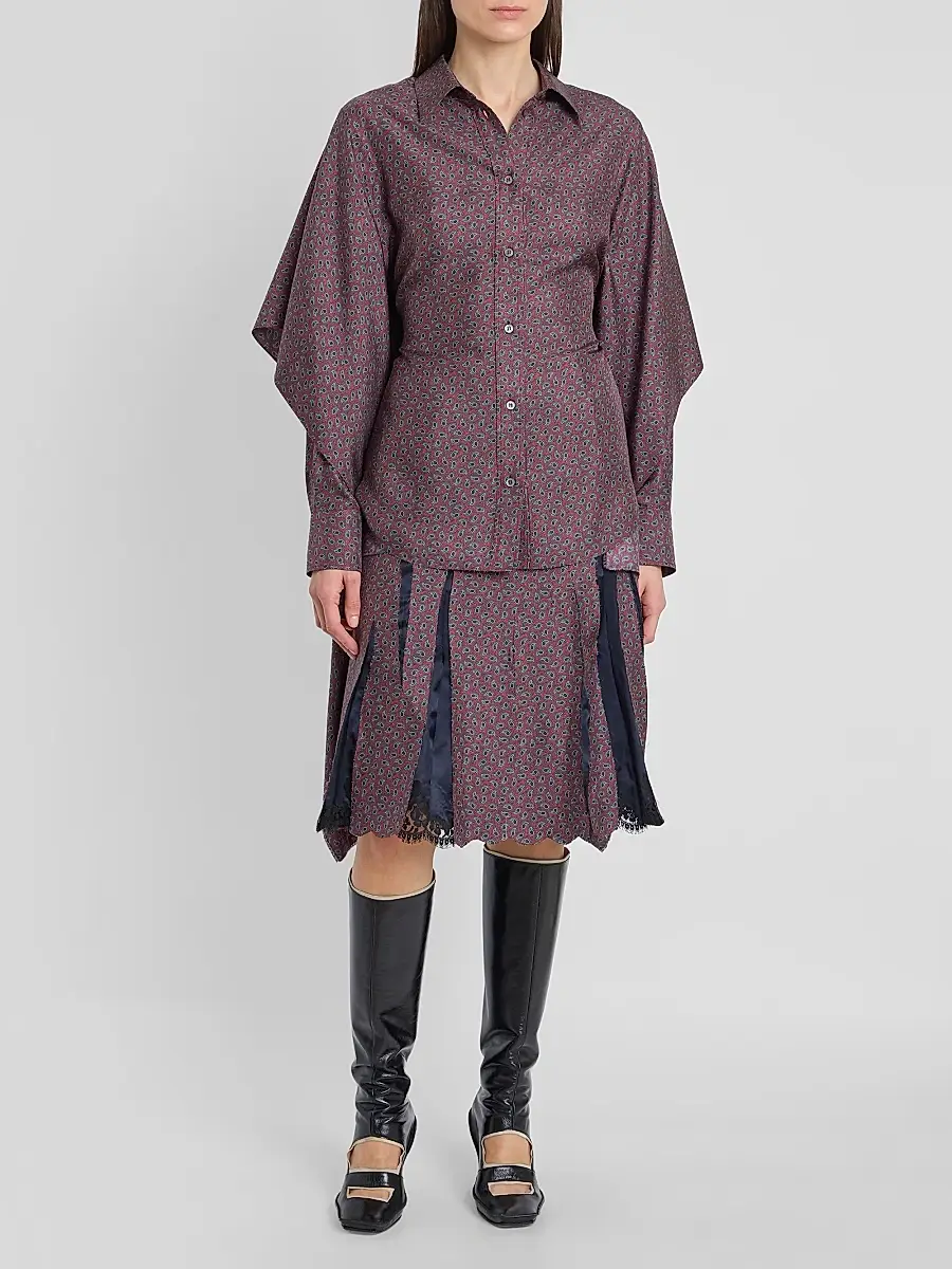 Maison Margiela Women's Micro-Paisley Drawstring Shirt | Thumbnail 2 Maison Margiela Women's Micro-Paisley Drawstring Shirt | Thumbnail 2