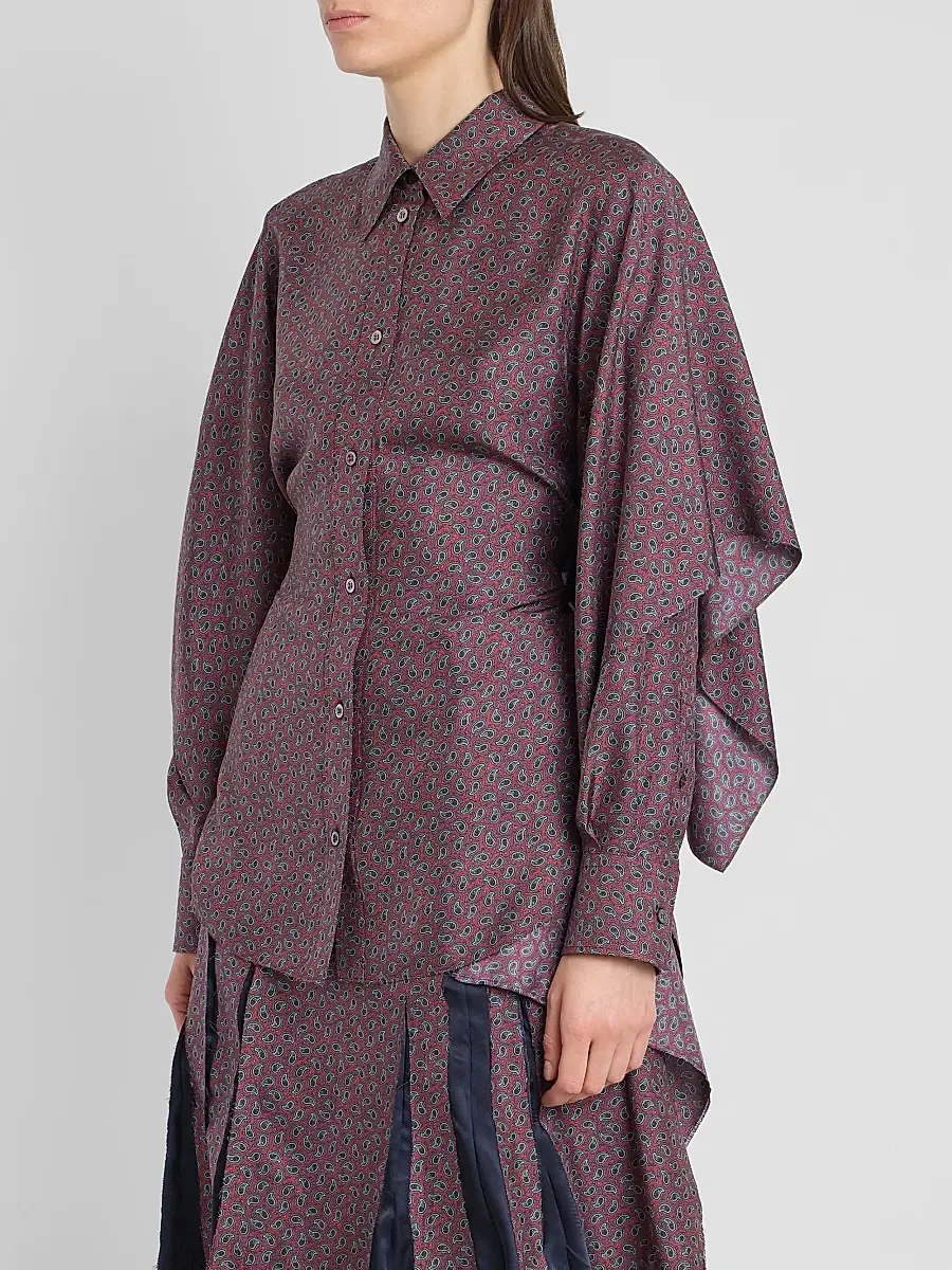 Maison Margiela Women's Micro-Paisley Drawstring Shirt | Thumbnail 4 Maison Margiela Women's Micro-Paisley Drawstring Shirt | Thumbnail 4