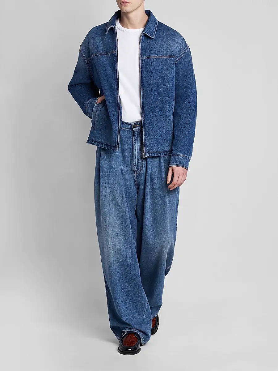 Marni Men's Pleated-Front High-Rise Wide-Leg Jeans | Thumbnail 2 Marni Men's Pleated-Front High-Rise Wide-Leg Jeans | Thumbnail 2