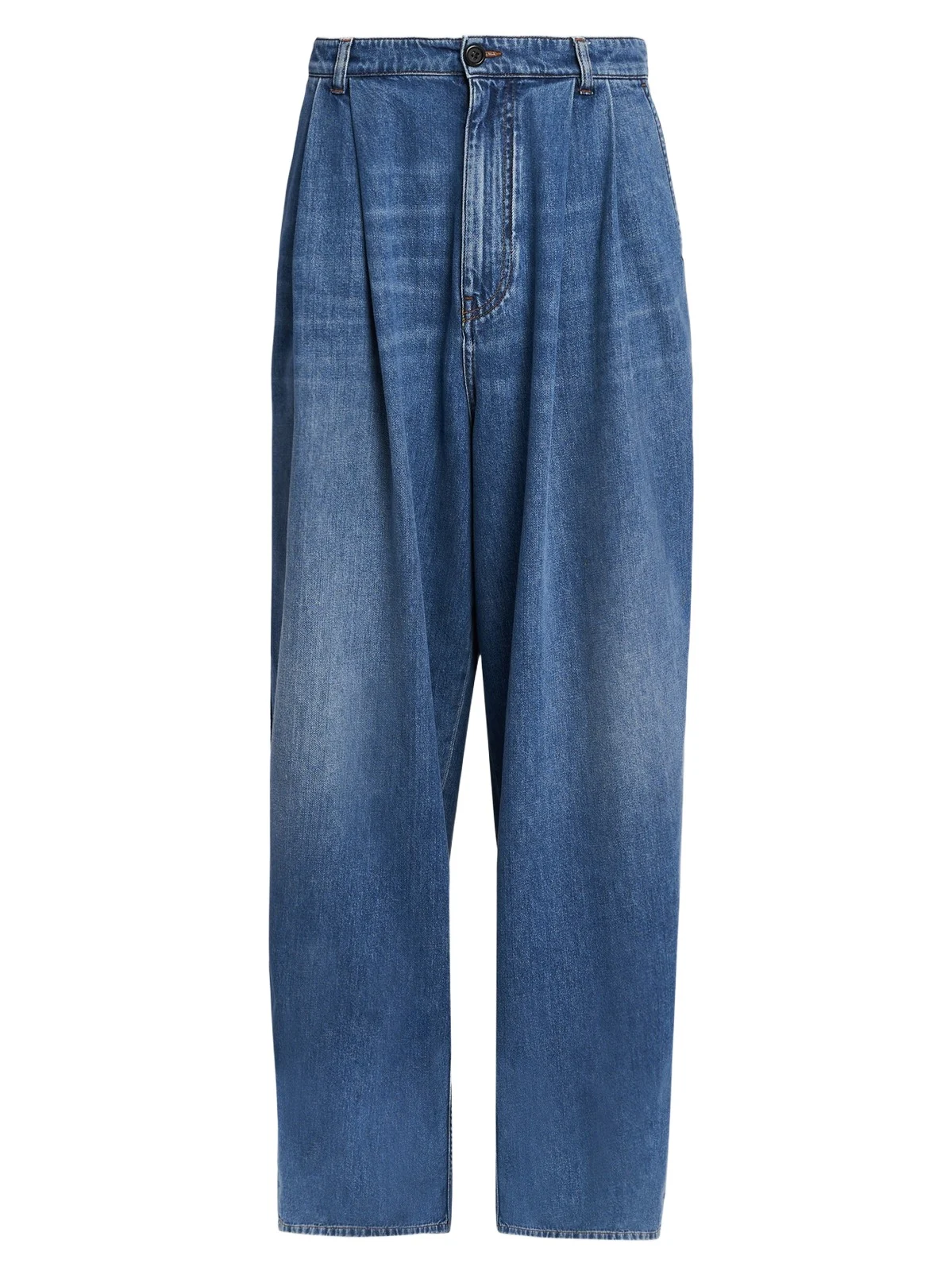 Marni Men's Pleated-Front High-Rise Wide-Leg Jeans