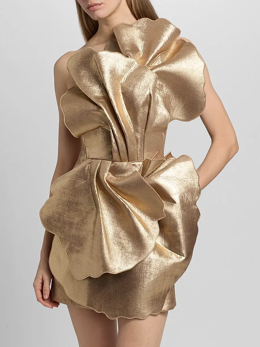 ACLER Women's Oakenzale 3D Metallic One-Shoulder Mini Dress | Thumbnail 3