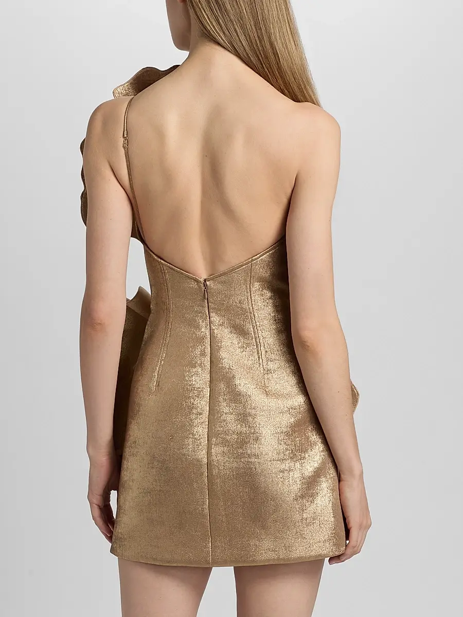 ACLER Women's Oakenzale 3D Metallic One-Shoulder Mini Dress | Thumbnail 5