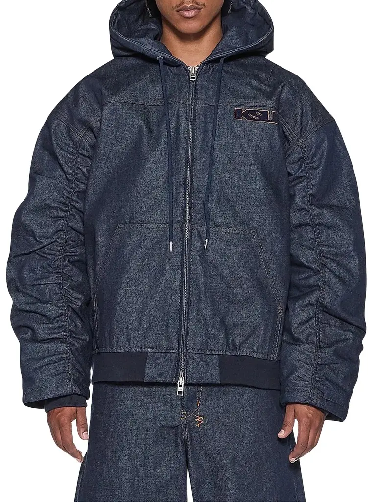 Ksubi Men's Slouch Logo Cotton Oversized Bomber Jacket - Denim | Image 1 Ksubi Men's Slouch Logo Cotton Oversized Bomber Jacket - Denim | Image 1