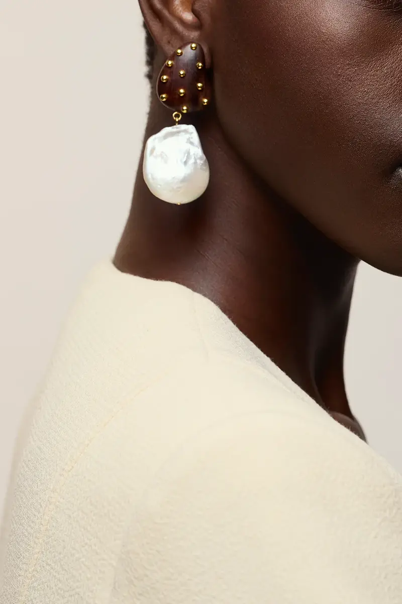 Lizzie Fortunato Wood Pearl Orbit Earrings | Thumbnail 2 Lizzie Fortunato Wood Pearl Orbit Earrings | Thumbnail 2