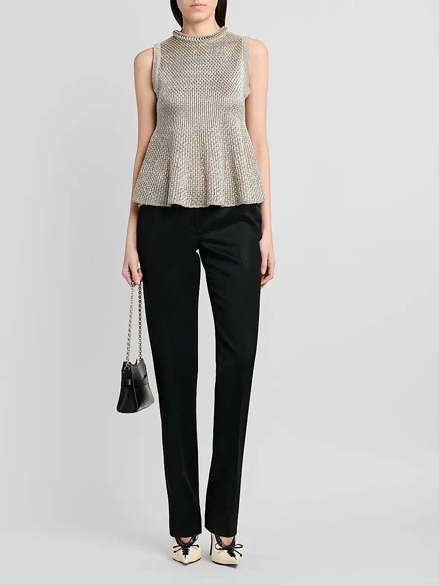 Alexander McQueen Women's Woven Metallic Peplum Top | Thumbnail 2 Alexander McQueen Women's Woven Metallic Peplum Top | Thumbnail 2