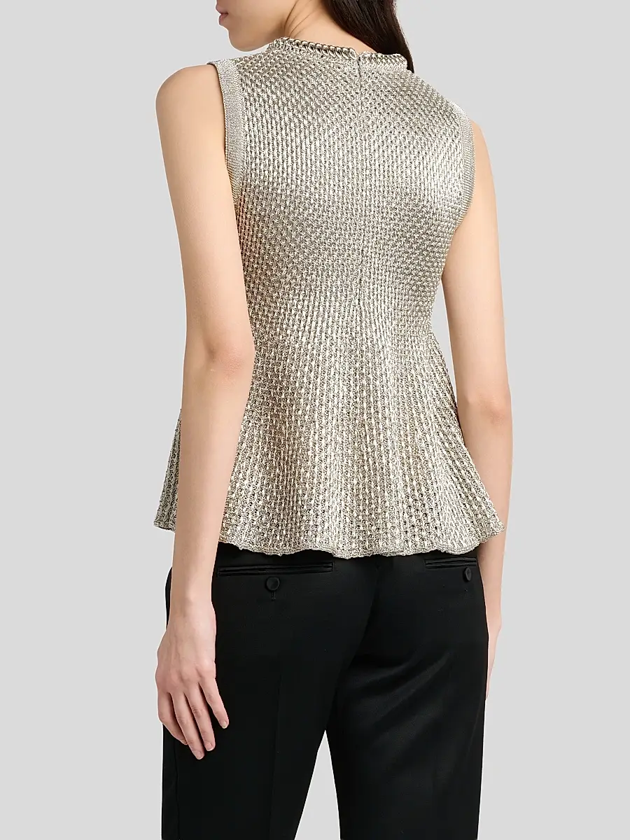 Alexander McQueen Women's Woven Metallic Peplum Top | Thumbnail 3 Alexander McQueen Women's Woven Metallic Peplum Top | Thumbnail 3