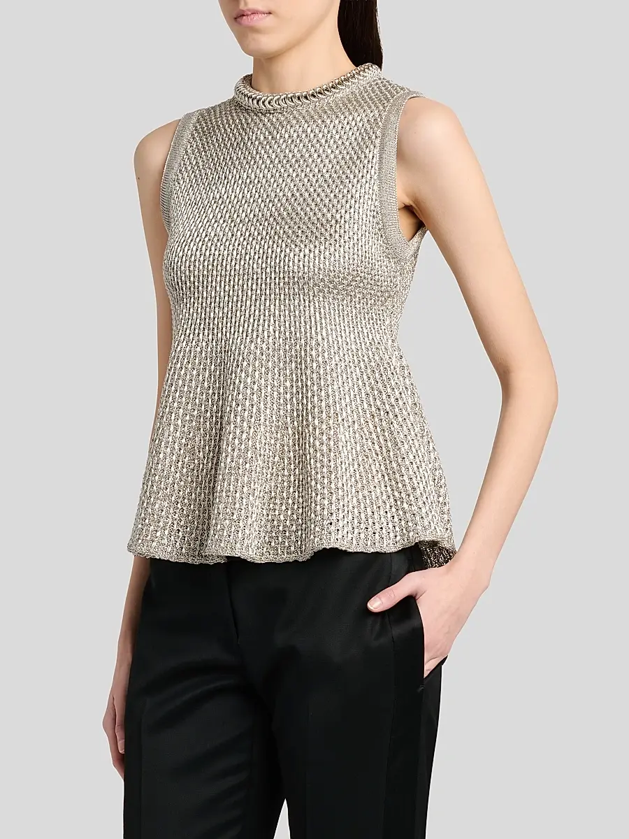 Alexander McQueen Women's Woven Metallic Peplum Top | Thumbnail 4 Alexander McQueen Women's Woven Metallic Peplum Top | Thumbnail 4