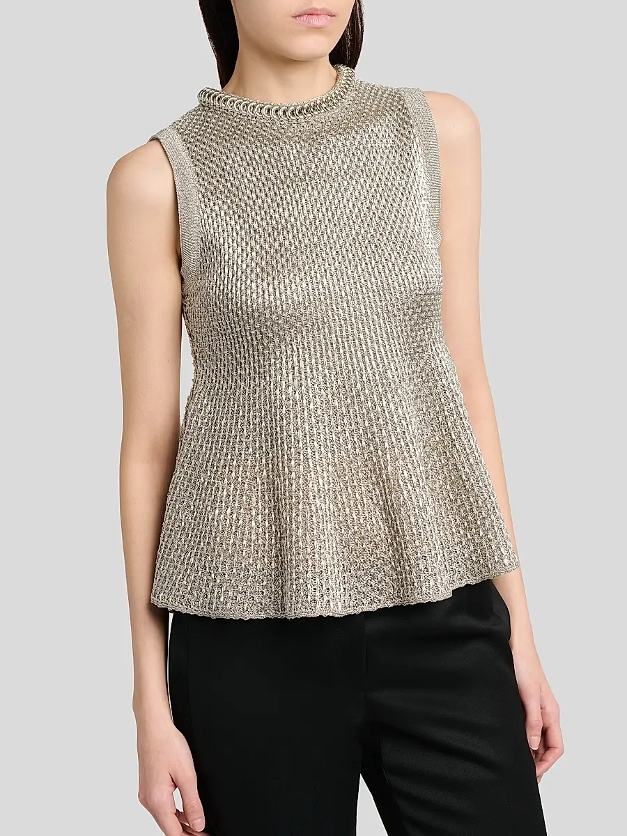 Alexander McQueen Women's Woven Metallic Peplum Top | Thumbnail 5 Alexander McQueen Women's Woven Metallic Peplum Top | Thumbnail 5