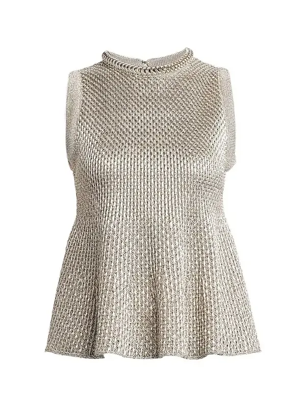 Alexander McQueen Women's Woven Metallic Peplum Top