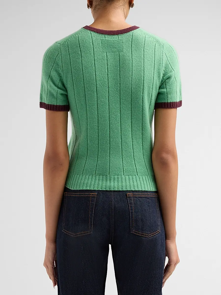 Guest In Residence Women's Rib Ringer Cashmere T-Shirt | Thumbnail 3 Guest In Residence Women's Rib Ringer Cashmere T-Shirt | Thumbnail 3