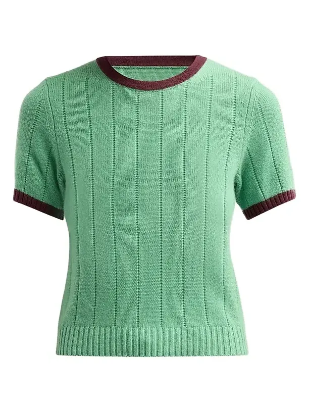 Women's Rib Ringer Cashmere T-Shirt Women's Rib Ringer Cashmere T-Shirt