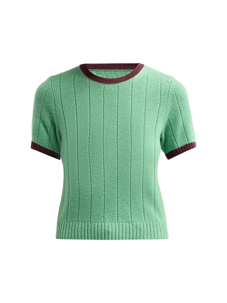 Women's Rib Ringer Cashmere T-Shirt Women's Rib Ringer Cashmere T-Shirt